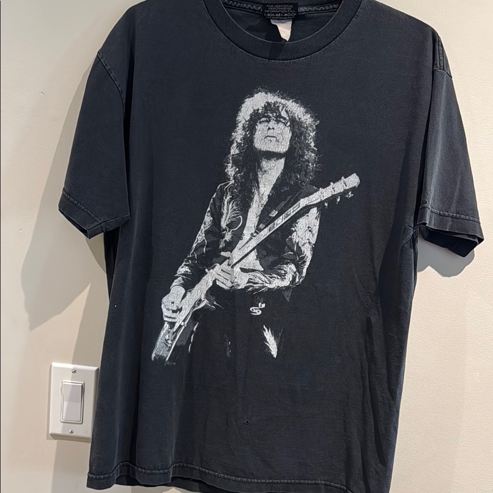 Jimmy Page - Led Zeppelin Black Short Sleeve Tee with Artistic Graphic
